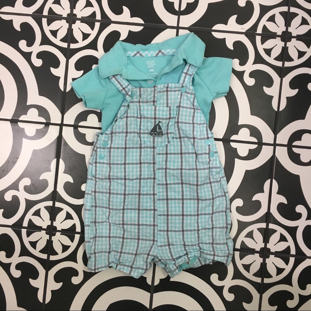 Carter’s Gingham overalls and Polo shirt set.